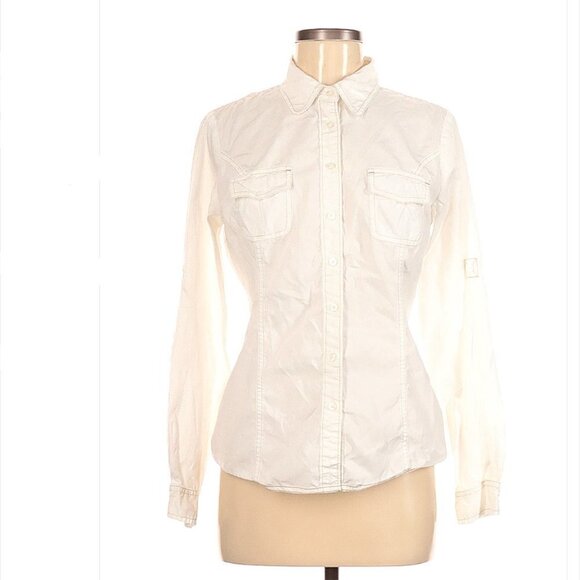 TOMMY Hilfiger White Long Sleeve Button-Down Shirt Size M - Picture 1 of 3